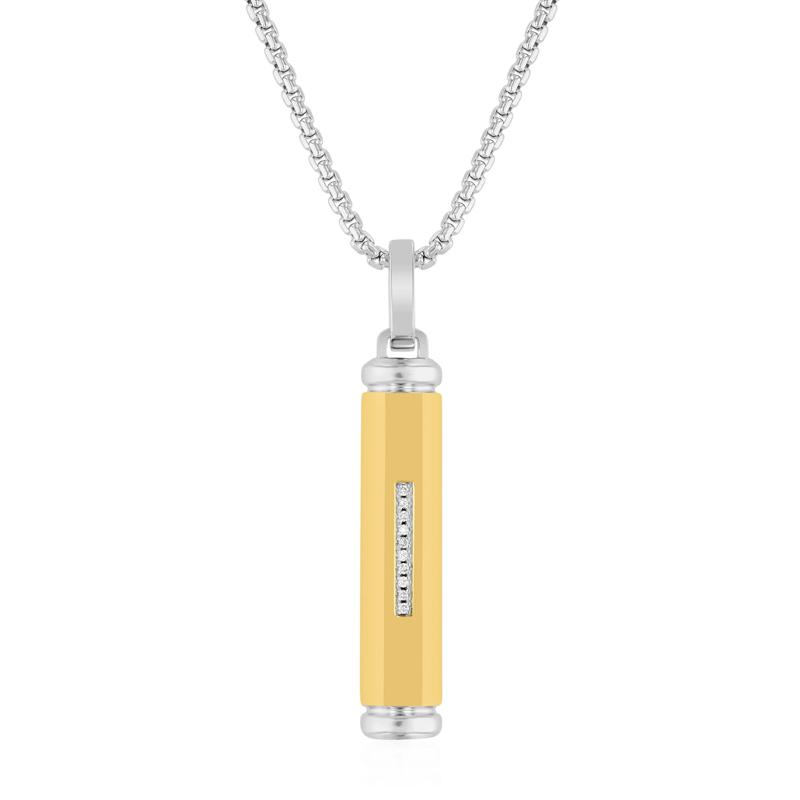 Men&#39;s Diamond Accent Stick Pendant in Vermeil – Image 1 of 6