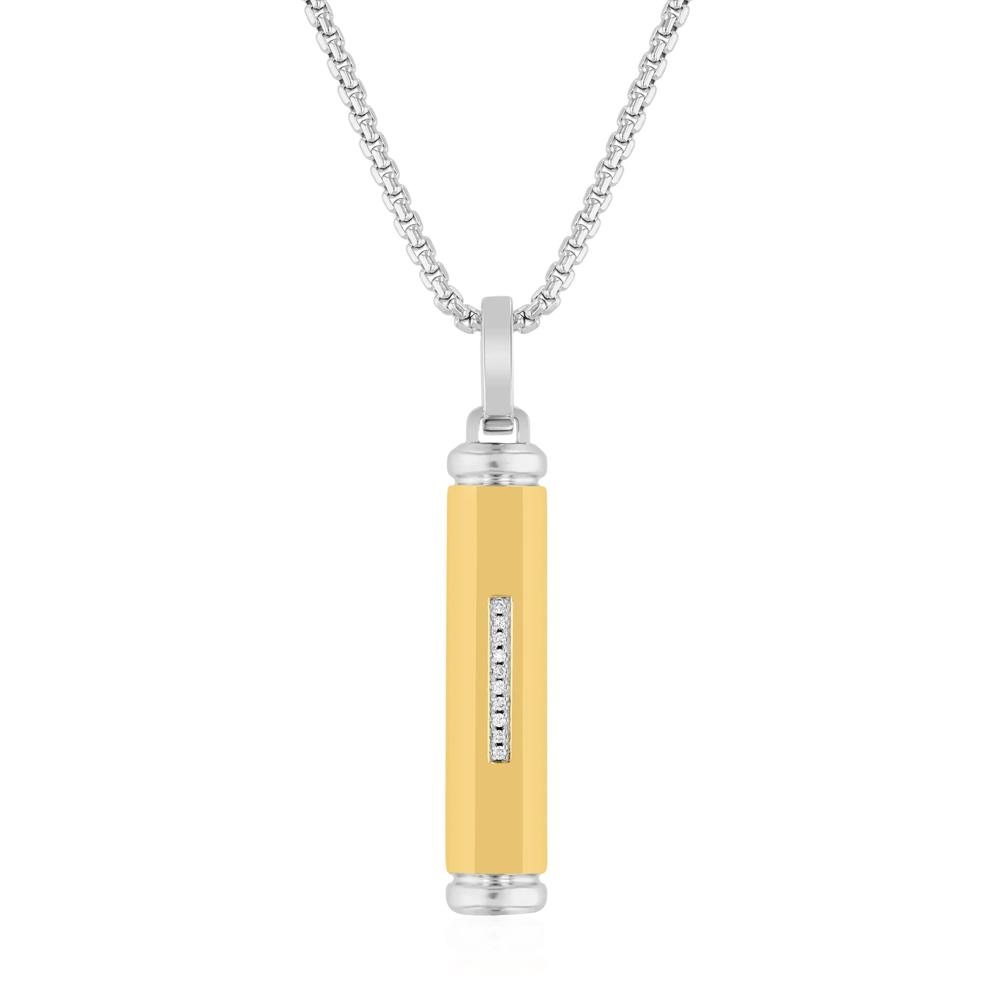 Men's Diamond Accent Stick Pendant in Vermeil – Image 1 of 6