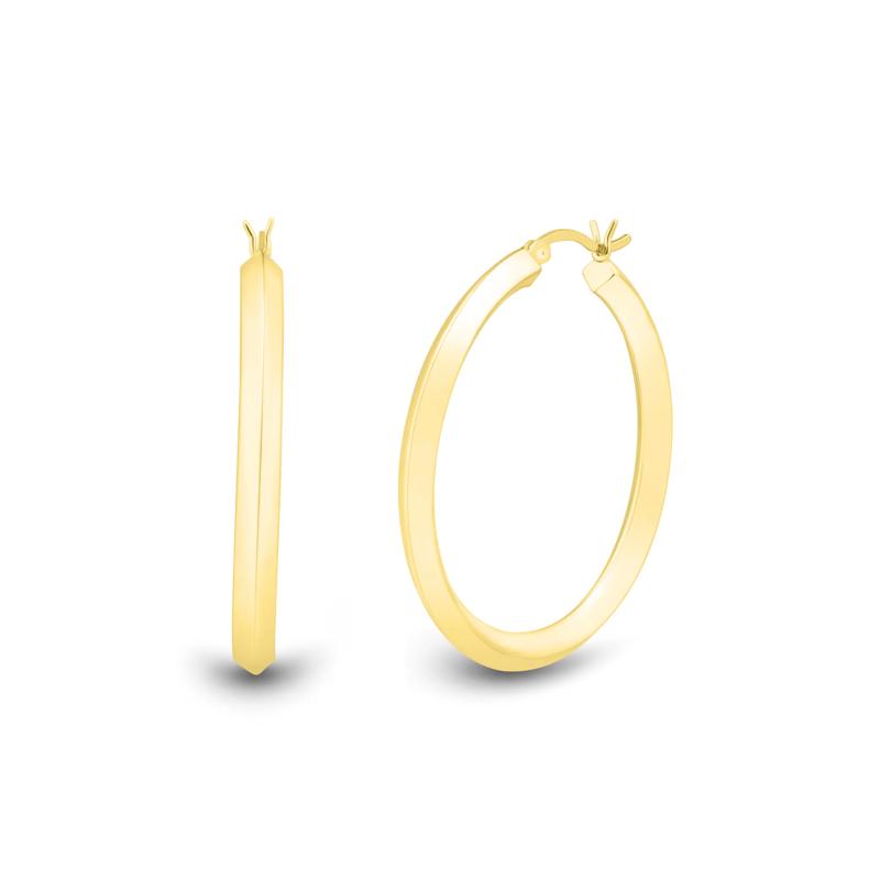 Round Hoop Earrings in Vermeil, 40MM – Image 1 of 5