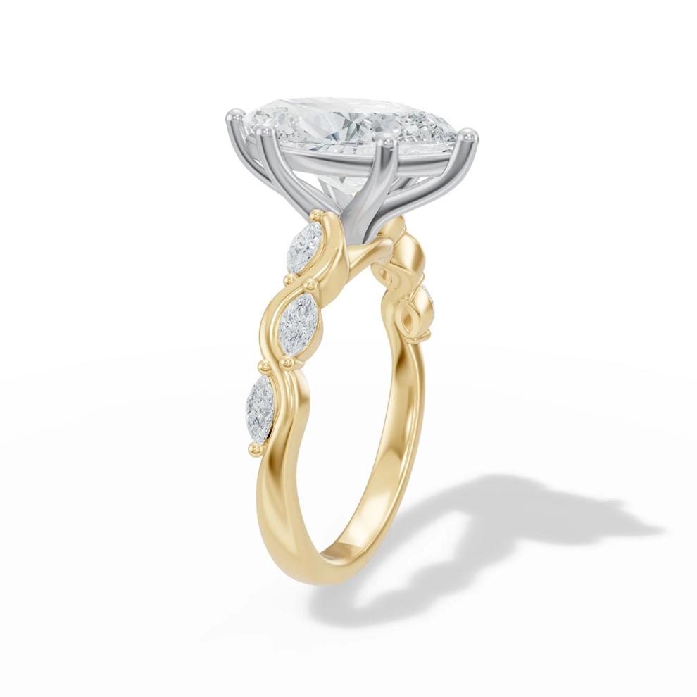 Lab Grown Diamond Marquise Engagement Ring in 14K Yellow &amp; White Gold (2 1/3 ct. tw.) – Image 3 of 4