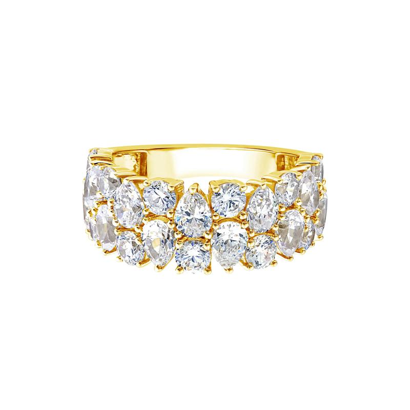 Lab Grown Diamond Pear Wide Anniversary Band in 10K Yellow Gold &#40;3 ct. tw.&#41; – Image 1 of 3