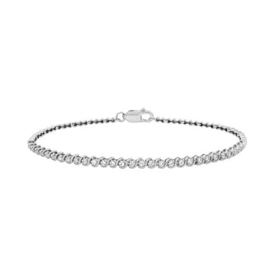 Diamond Beaded S-Link Bracelet in 10K White Gold, 7" (1/2 ct. tw.)