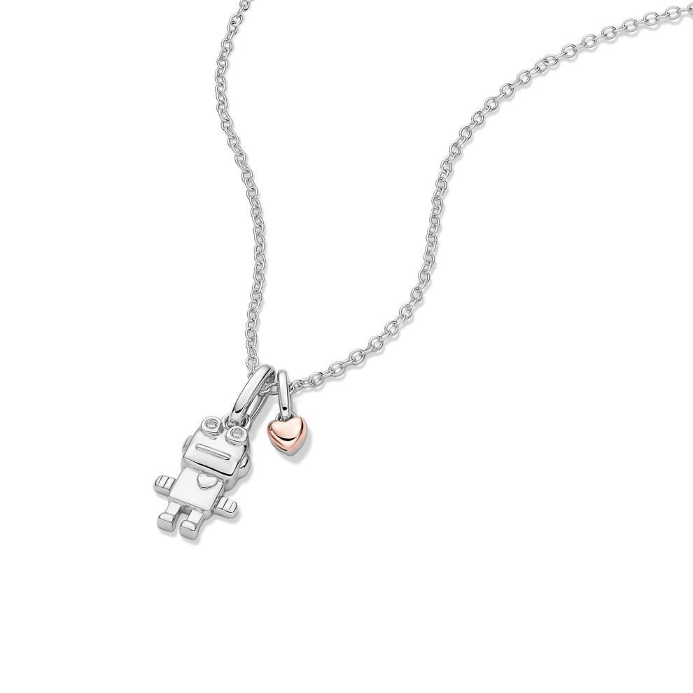 Lab Grown Diamond Accent Robot Pendant in Sterling Silver &amp; 10K Rose Gold – Image 4 of 5