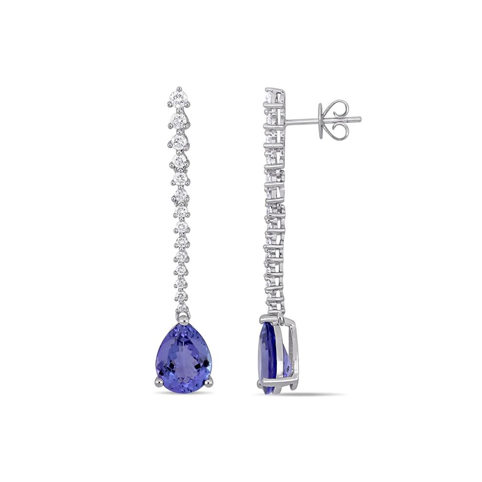 Pear-Shaped Tanzanite &amp; Diamond Drop Earrings in 14K White Gold (3/4 ct. tw.) – Image 1 of 3