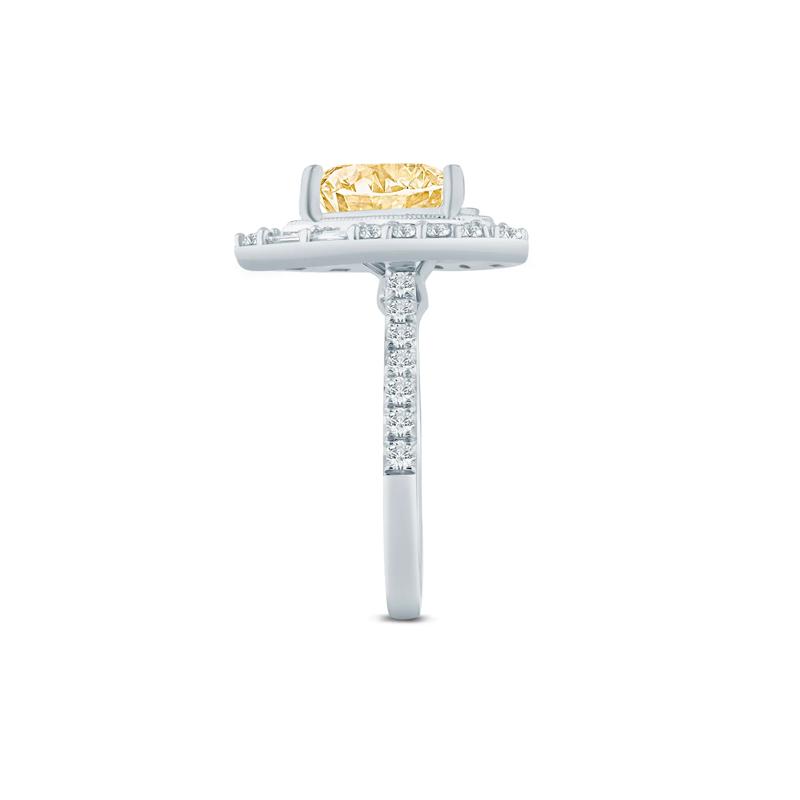 Sylvie Yellow Lab Grown Diamond Halo Engagement Ring in 14K White and Yellow Gold &#40;2 ct. tw.&#41; – Image 3 of 3