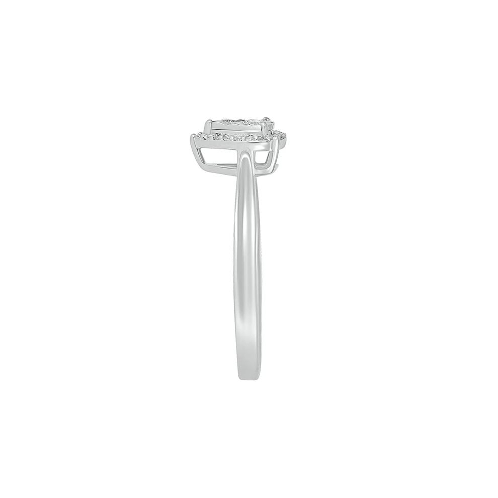 Pear-Shaped Promise Ring with Diamond Halo in Sterling Silver (1/10 ct. tw.) – Image 3 of 4