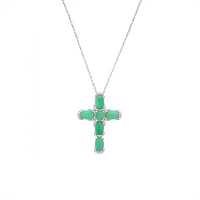 Green Jade Cross Pendant in Sterling Silver