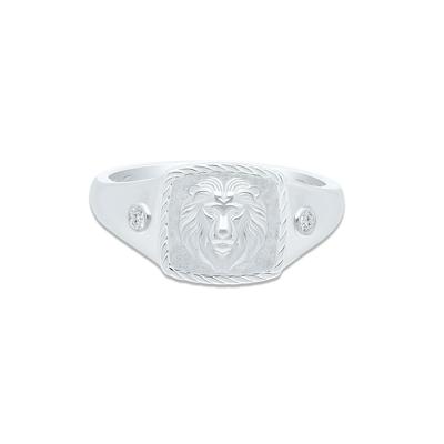 Men's Diamond Accent Lion's Head Ring in Sterling Silver