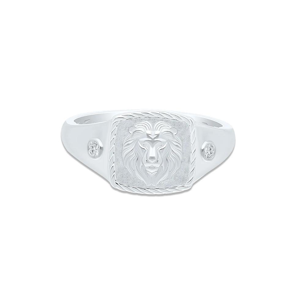 Men's Diamond Accent Lion's Head Ring in Sterling Silver – Image 1 of 4