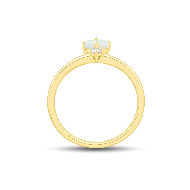 Lab Grown Diamond Accent and Lab-Created Opal Ring in 10K Yellow Gold – Image 2 of 3