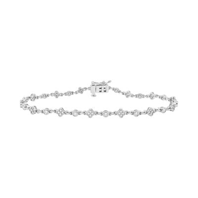 Diamond Alternating Flower Line Bracelet in Sterling Silver, 7" (1/2 ct. tw.)
