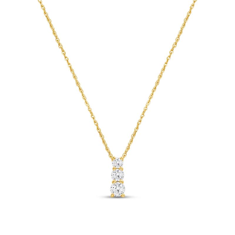 Lab Grown Three-Stone Diamond Pendant in 14K Yellow Gold &#40;1 ct. tw.&#41; – Image 1 of 3