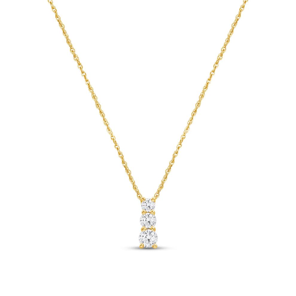 Lab Grown Three-Stone Diamond Pendant in 14K Yellow Gold (1 ct. tw.) – Image 1 of 3