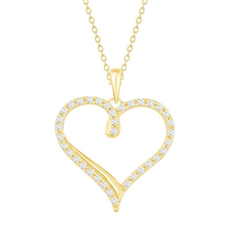 Diamond Heart Pendant in 10K Yellow Gold &#40;1/4 ct. tw.&#41; – Image 1 of 2