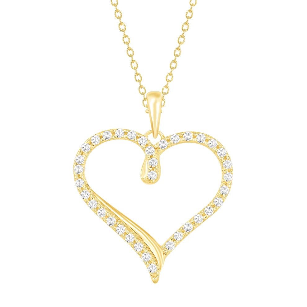 Diamond Heart Pendant in 10K Yellow Gold (1/4 ct. tw.) – Image 1 of 2
