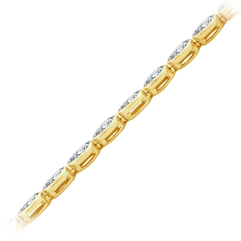 Lab Grown Diamond Marquise Bezel Bracelet in 10K Yellow Gold (3 3/4 ct. tw.) – Image 3 of 4