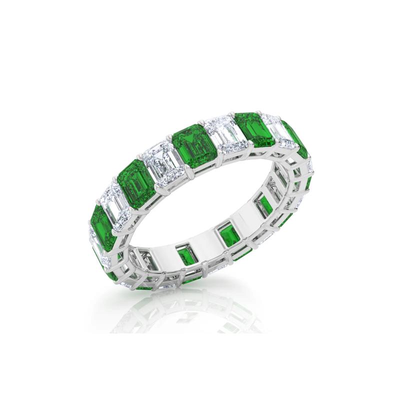Lab Grown Diamond and Lab-Created Emerald Eternity Band in 14K White Gold &#40;2 3/4 ct. tw.&#41; – Image 5 of 5