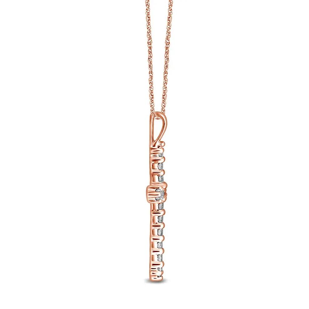 1/4 ct. tw. Diamond Cross Pendant in 10K Rose Gold – Image 2 of 2