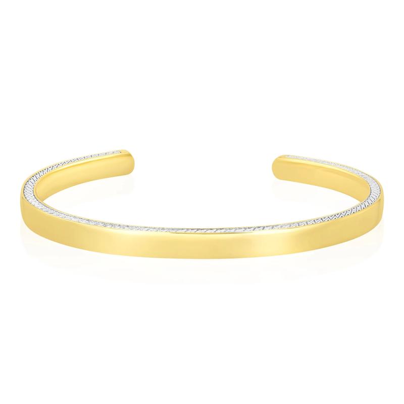 Men&#39;s Cuff Bracelet in Vermeil and Rhodium-Plated Sterling Silver – Image 1 of 2