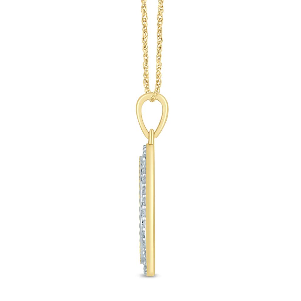 Diamond Accent Medallion Pendant in 10K Yellow Gold (1/7 ct. tw.) – Image 2 of 3