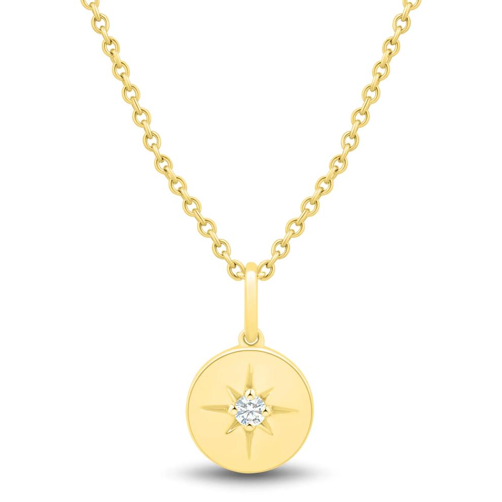 Lab Grown Diamond Accent Star Medallion Pendant in Vermeil – Image 1 of 3
