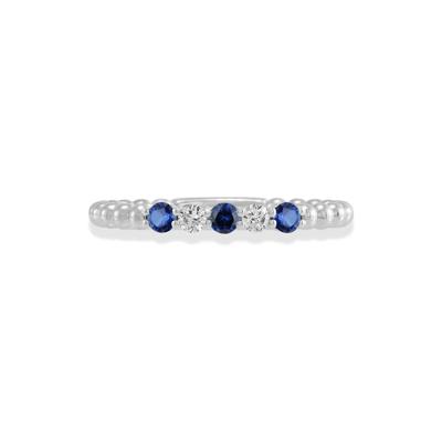 Lab-Created Gemstone Five-Stone Beaded Stack Band Ring in Sterling Silver