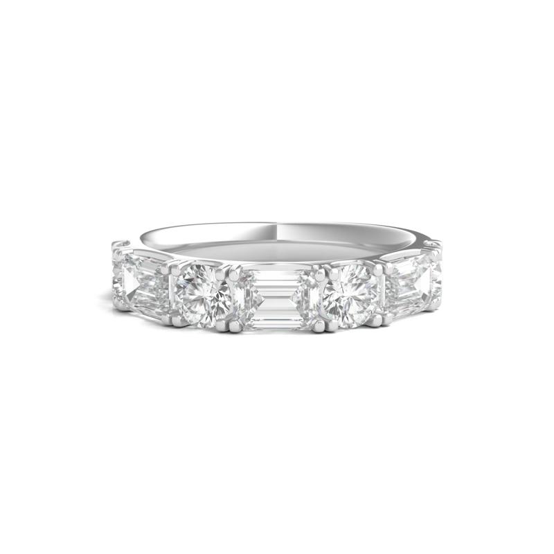 Round &amp; Emerald-Cut Lab Grown Diamond Band in Platinum &#40;2 1/2 ct. tw.&#41; – Image 1 of 3