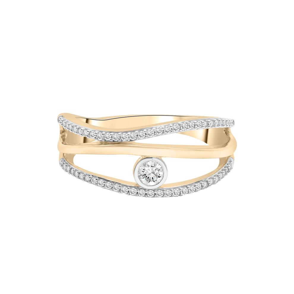 Diamond Crossover Ring in 10K Yellow Gold (1/4 ct. tw.) – Image 1 of 5