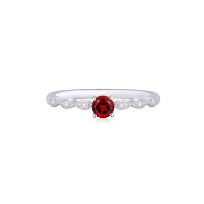 Garnet and Lab-Created White Sapphire Ring in Sterling Silver
