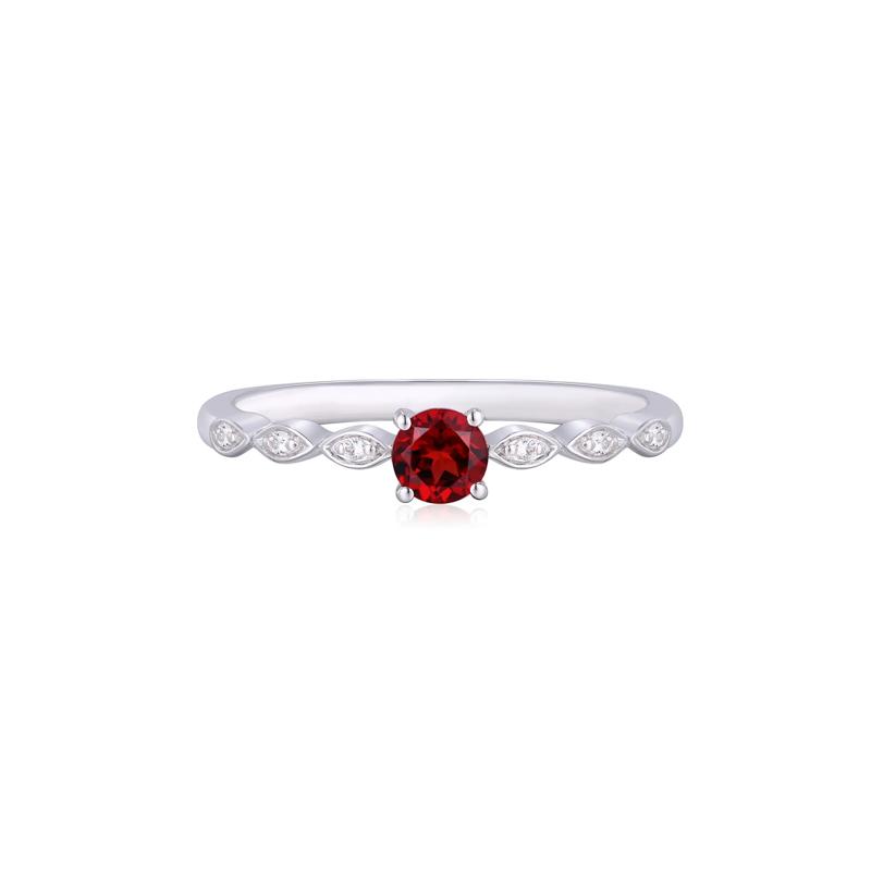 Garnet and Lab-Created White Sapphire Ring in Sterling Silver – Image 1 of 3