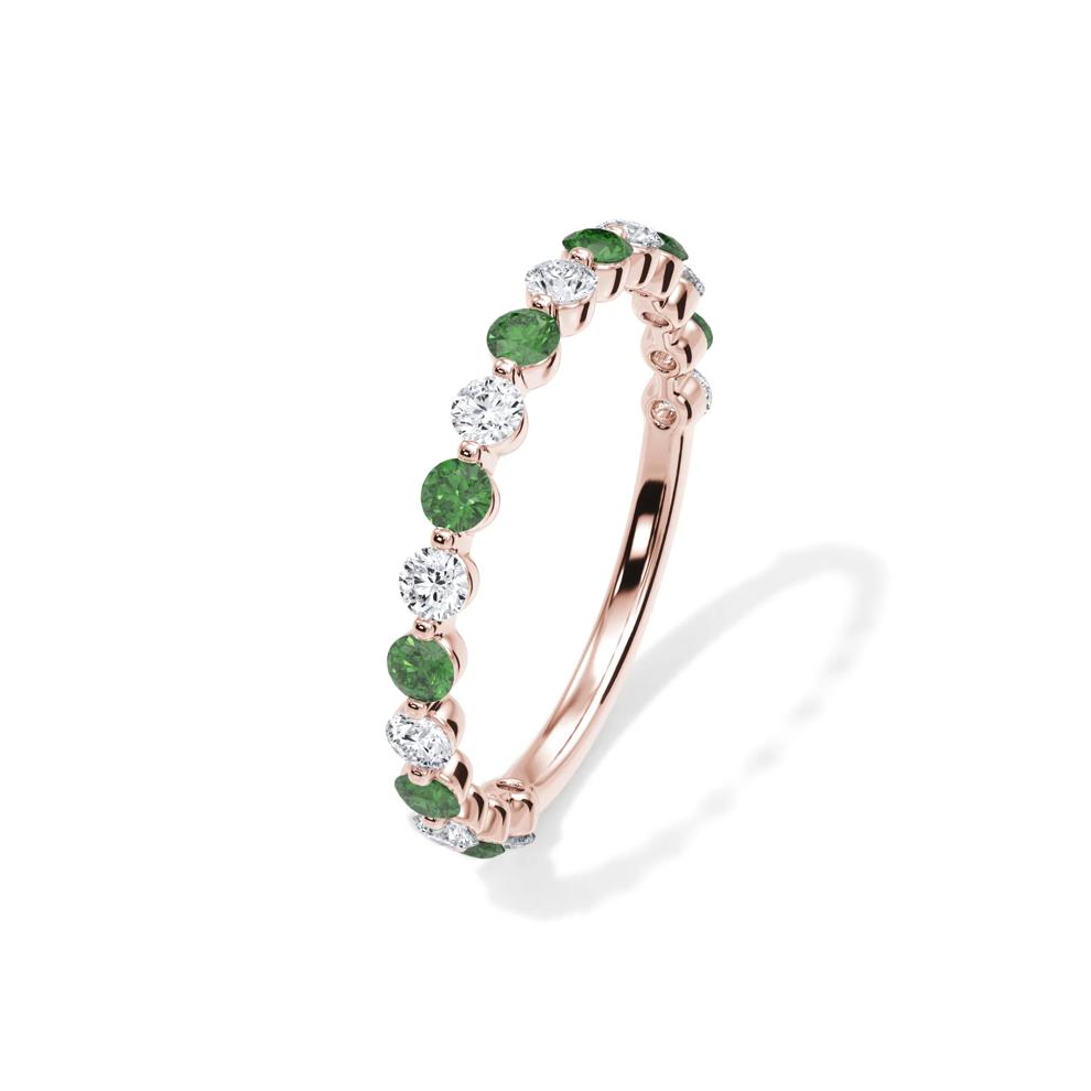Lab Grown Diamond  &amp; Lab-Created Emerald Half Eternity Anniversary Band in 14K Rose Gold (1/3 ct. tw.) – Image 4 of 4
