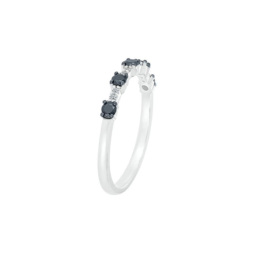 Stacking Ring with Black &amp; White Diamonds in 10K White Gold (1/4 ct. tw.) – Image 5 of 5