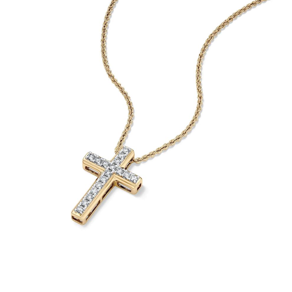 Lab Grown Diamond Cross Pendant in 10K Yellow Gold (1 ct. tw.) – Image 4 of 4