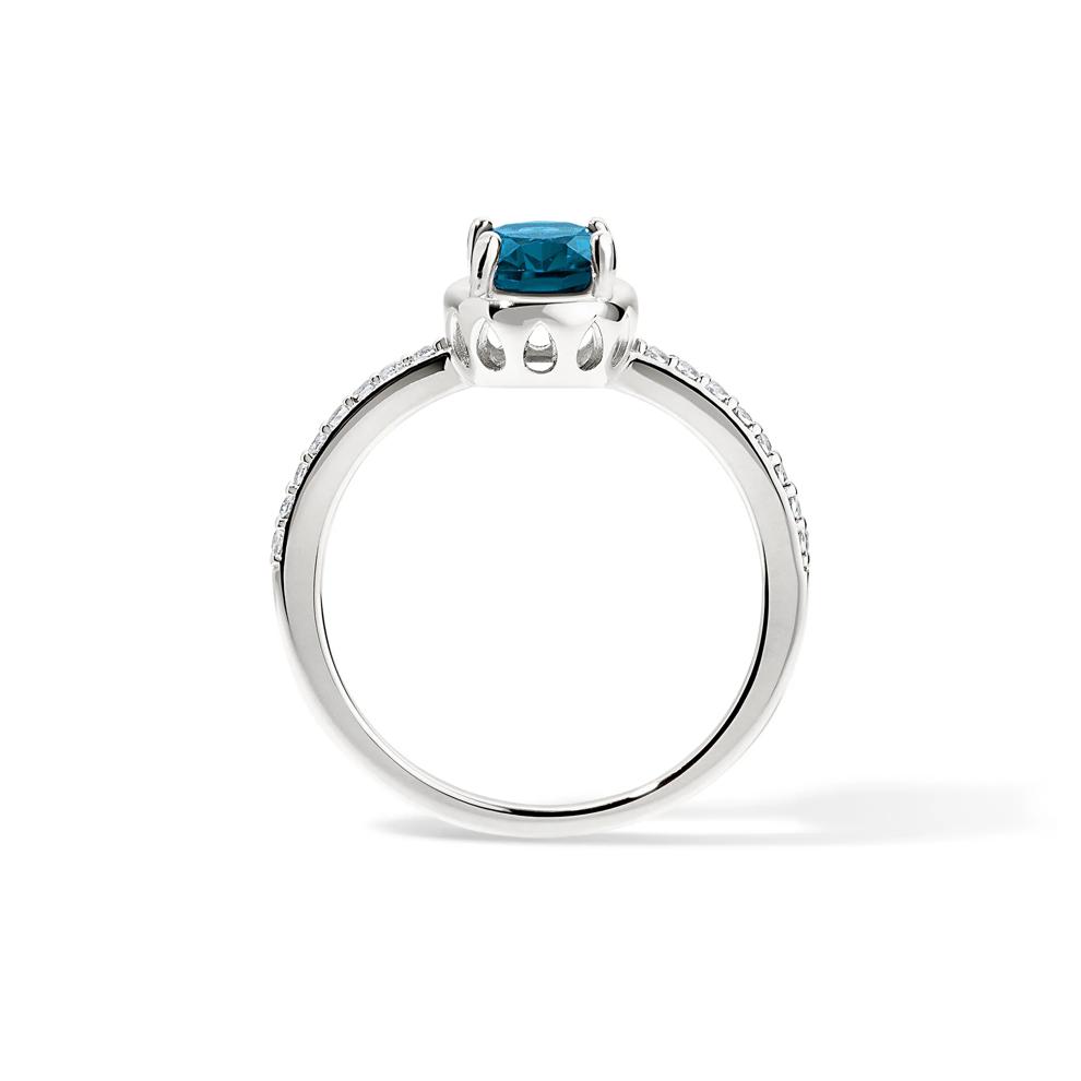 London Blue Topaz &amp; Lab-Created White Sapphire Bezel Ring in Sterling Silver – Image 3 of 4