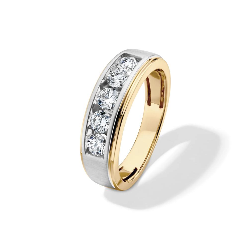 Men&rsquo;s Lab Grown Diamond Wedding Band in 10K Yellow &amp; White Gold (1 ct. tw.) – Image 4 of 4