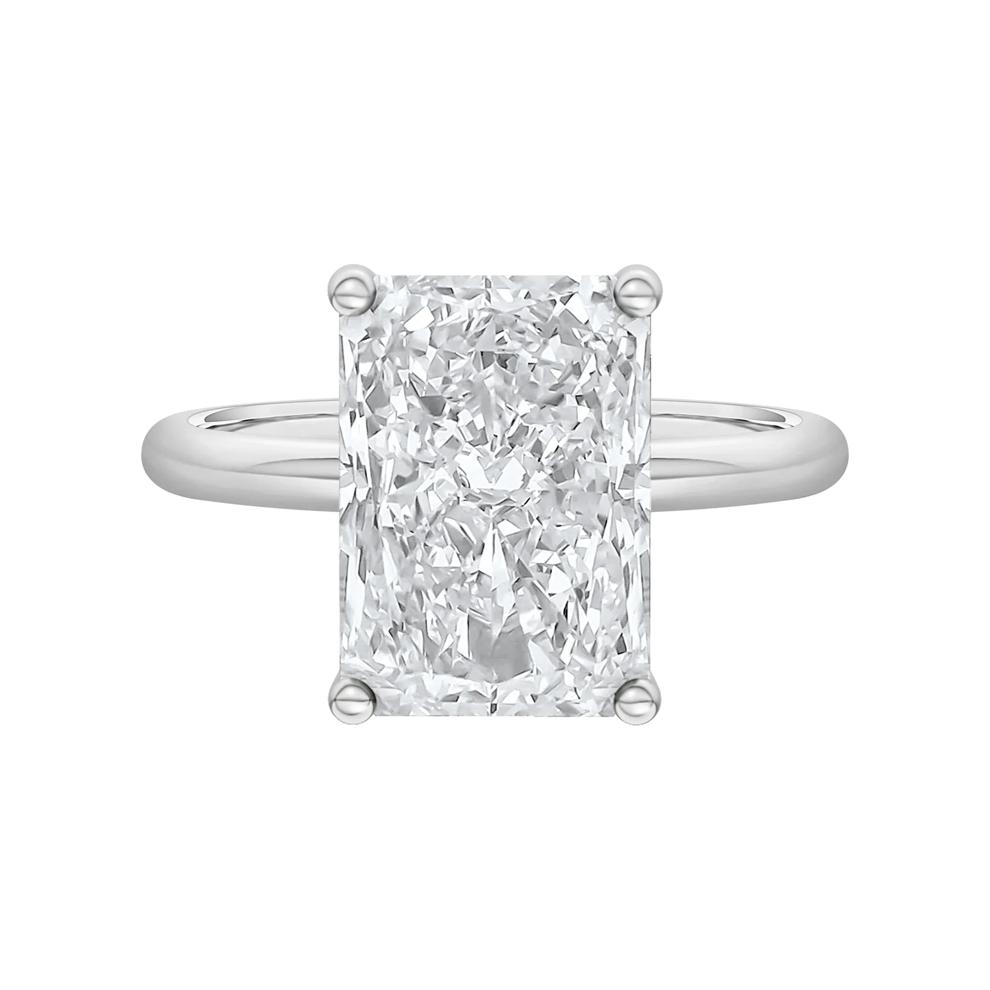Lab Grown Diamond Radiant-Cut Solitaire Ring in 14K White Gold (5 ct.) – Image 1 of 4