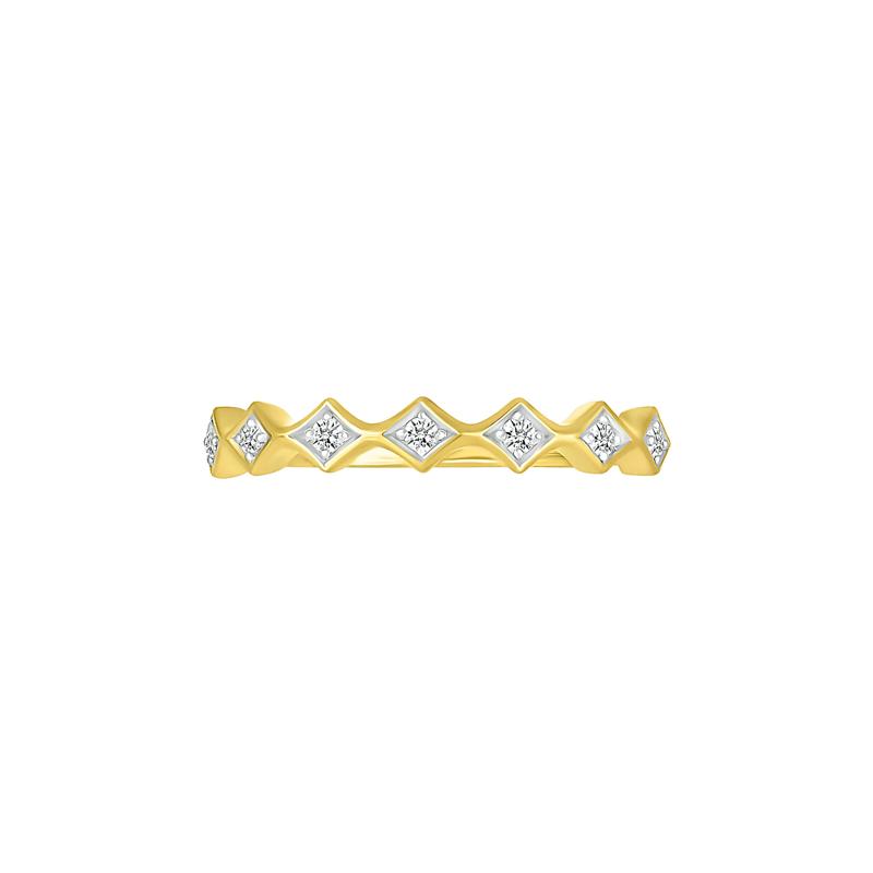 Geometric Diamond Stacking Band in 10K Yellow Gold &#40;1/10 ct. tw.&#41; – Image 1 of 5