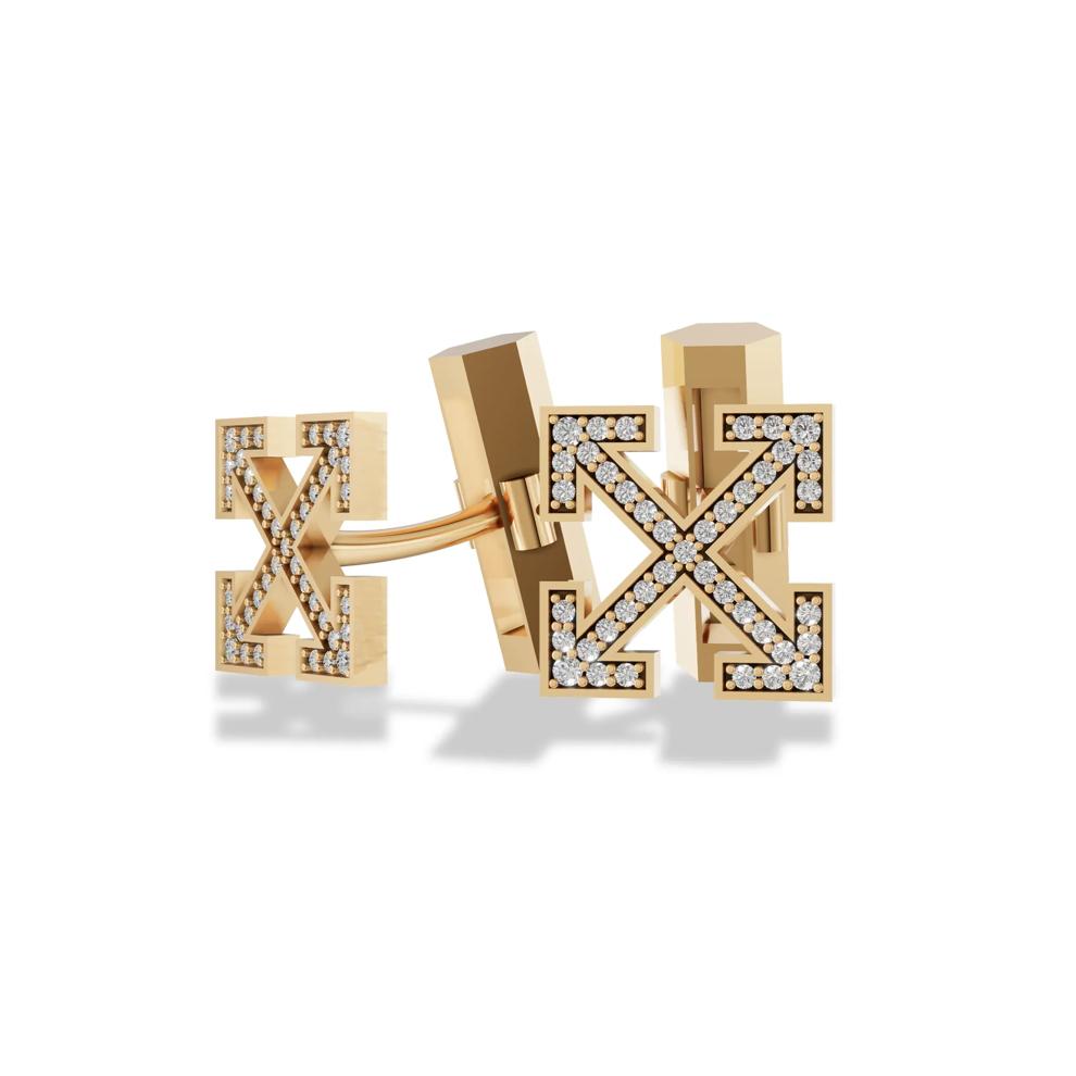 Men's Lab Grown Diamond Arrow Design Cufflinks in 18K Gold Vermeil (1/2 ct. tw.) – Image 3 of 3