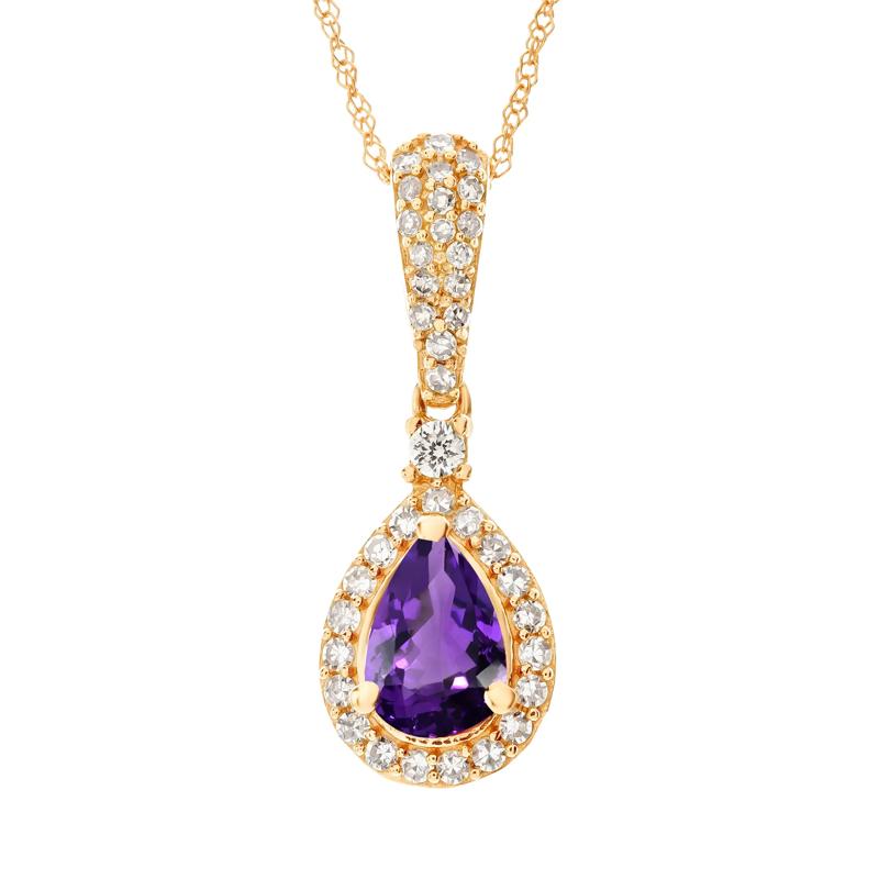 Amethyst and Diamond Pendant in 10K Yellow Gold &#40;1/5 ct. tw.&#41; – Image 1 of 3
