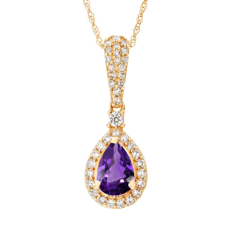 Amethyst and Diamond Pendant in 10K Yellow Gold (1/5 ct. tw.) – Image 1 of 3