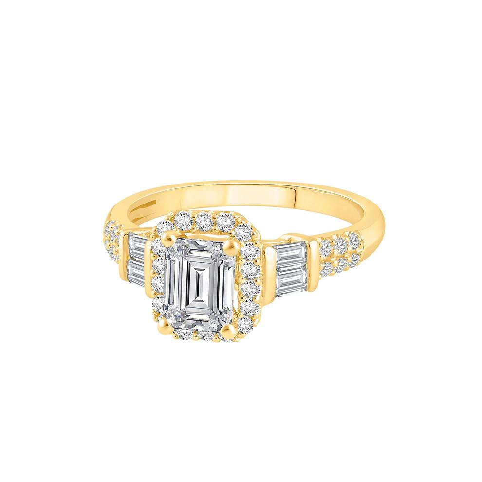 Lab Grown Diamond Emerald Engagement Ring in 10K Yellow Gold (1 1/2 ct. tw.) – Image 4 of 4