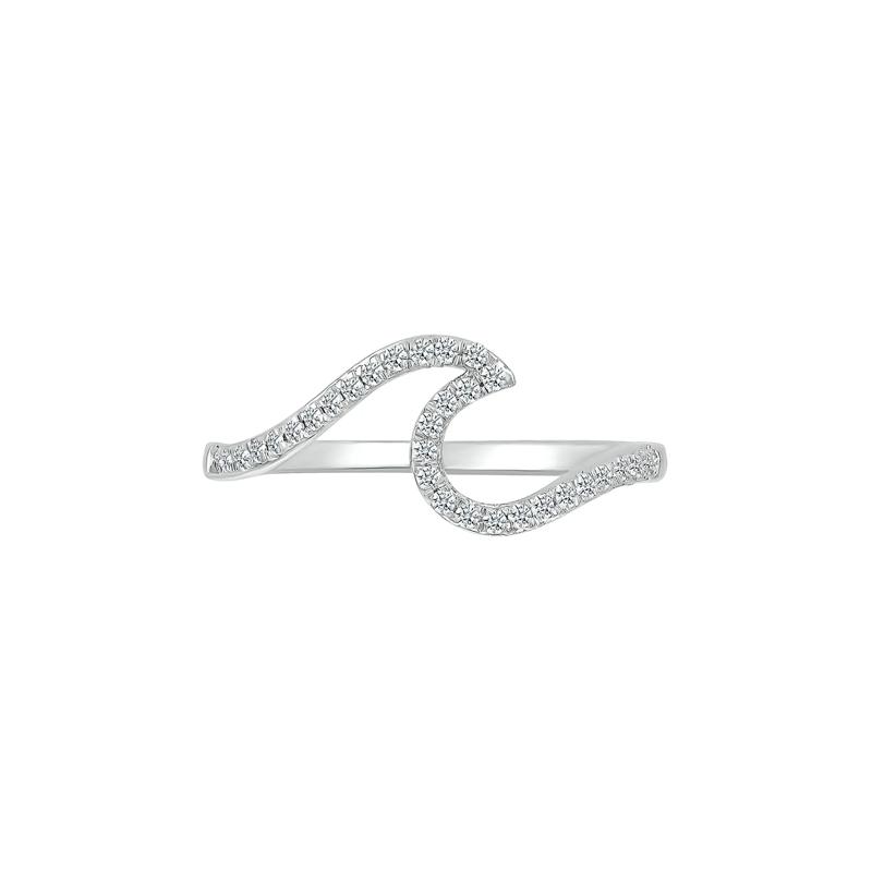 Diamond Wave Ring in Sterling Silver &#40;1/7 ct. tw.&#41; – Image 1 of 5