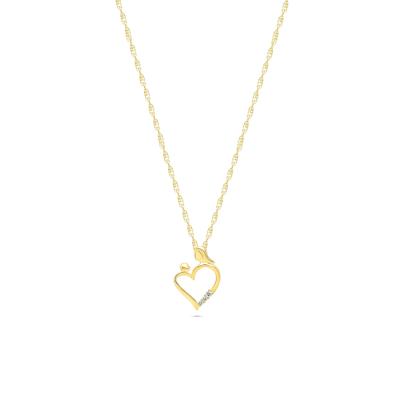 Diamond Accent Mother-Child Heart Pendant in 10K Yellow Gold