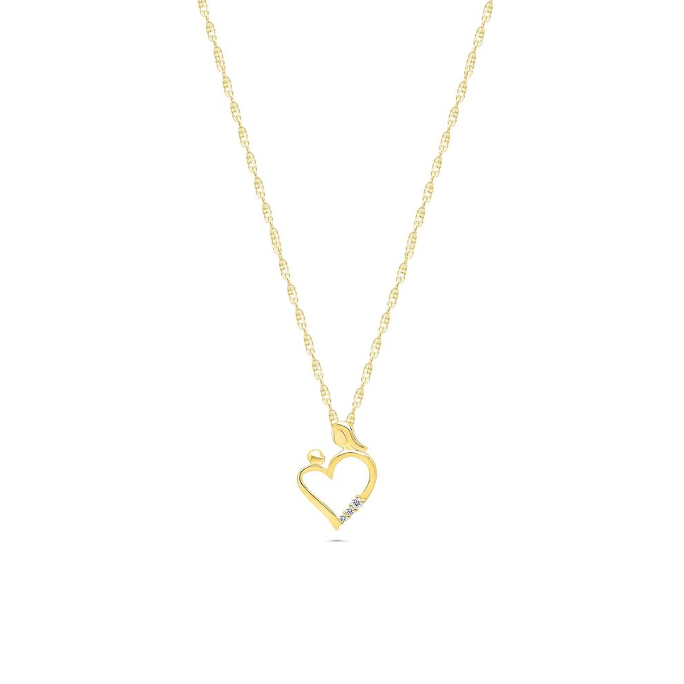 Diamond Accent Mother-Child Heart Pendant in 10K Yellow Gold – Image 1 of 4