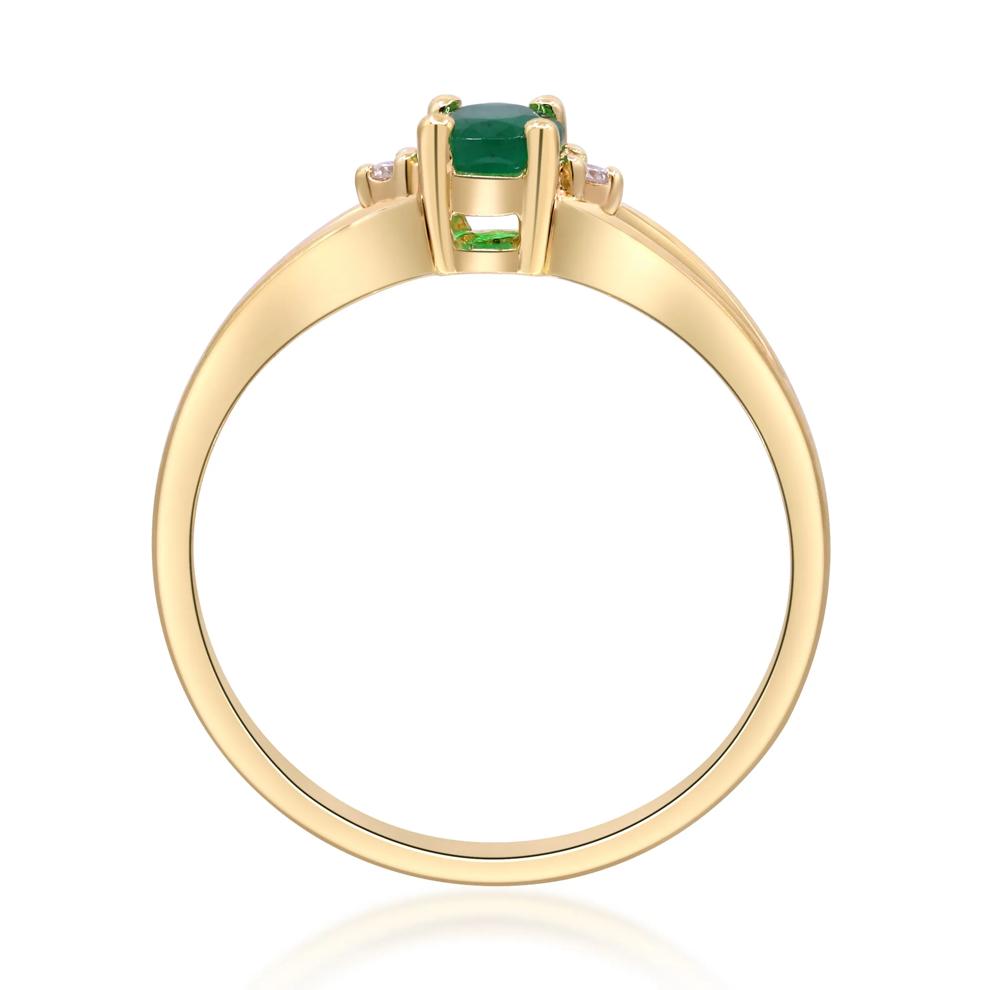 Emerald &amp; Diamond Accent Split-Shank Ring in 10K Yellow Gold – Image 2 of 5
