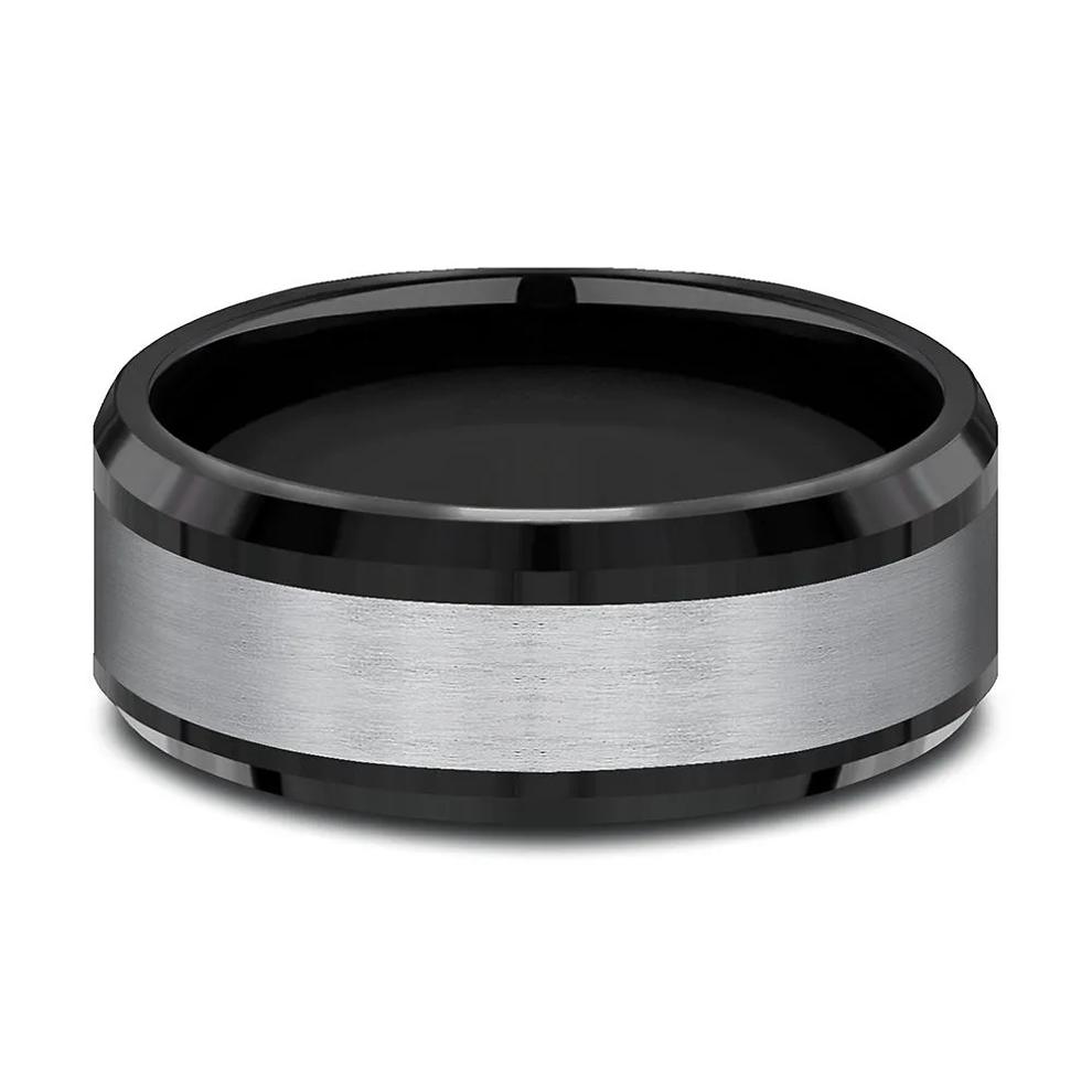 Men's Grey Titanium Center Band in Black Tantalum, 8MM – Image 1 of 3
