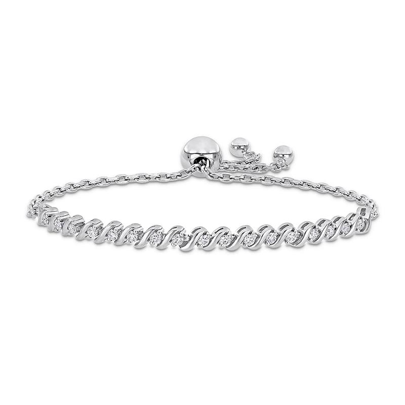 S-Link Moissanite Bolo Bracelet in Sterling Silver &#40;1/2 ct. dew&#41; – Image 1 of 3
