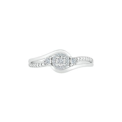 Diamond Halo Promise Ring in Sterling Silver