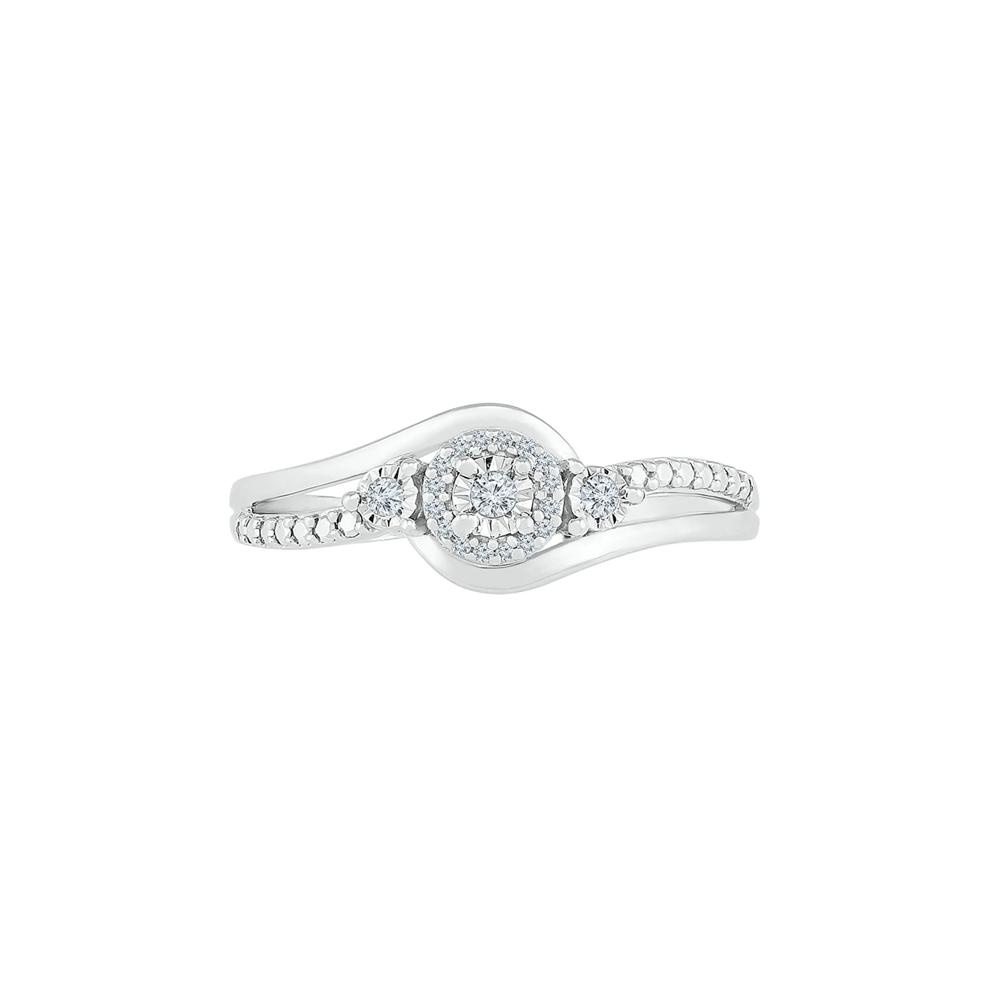 Diamond Halo Promise Ring in Sterling Silver – Image 1 of 3
