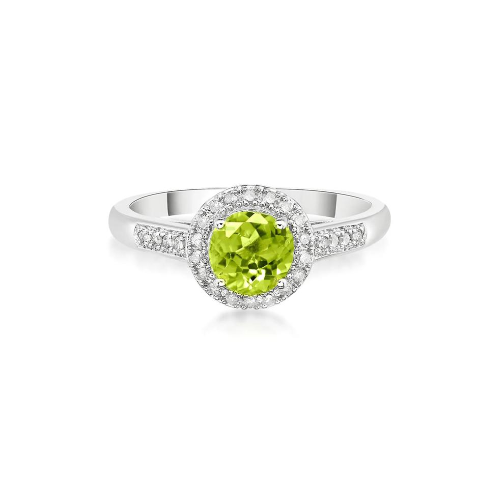 Peridot &amp; 1/8 ct. tw. Diamond Ring in Sterling Silver – Image 1 of 3